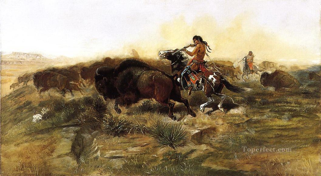 viande sauvage pour les hommes sauvages 1890 Charles Marion Russell Amérindiens Peintures à l'huile
